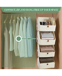Gaomon 4 tier hanging closet organizer with non woven fabric shelves and collapsible baskets-space saving storage for bedroom, dorm, or Rv.