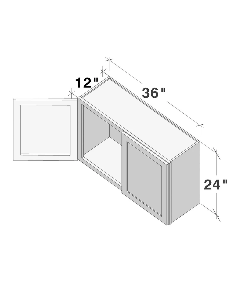 Boyel Living W36" Wall Cabinet with Full Overlay Hdf Door for Custom Kitchen or Bathroom