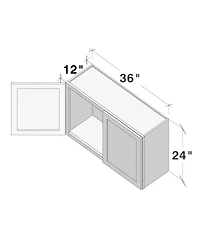 Boyel Living W36" Wall Cabinet with Full Overlay Hdf Door for Custom Kitchen or Bathroom