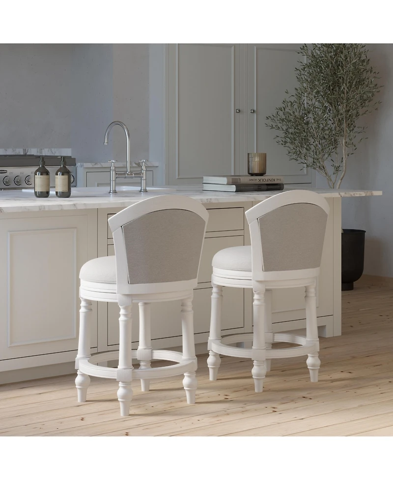 Boyel Living Wood Swivel Bar Stool with Upholstered Seat and Back, Farmhouse Turned Leg Counter Chair Rustic Bar Stool