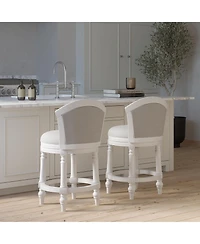 Boyel Living Wood Swivel Bar Stool with Upholstered Seat and Back, Farmhouse Turned Leg Counter Chair Rustic Bar Stool