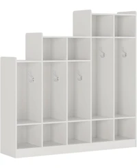 gaomon 5-Section Classroom Coat Locker with 9 Cubbies, Daycare Cubby Storage Organizer with 10 Hooks for Home, School, Nursery, Kindergarten