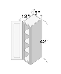 Boyel Living W9" Dove Wall Cabinet with Full Overlay Hdf Door for Custom Kitchen or Bathroom