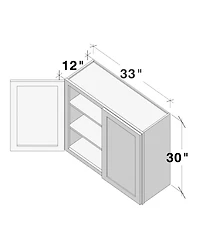 Boyel Living W33" Dove Wall Cabinet with Full Overlay Hdf Door for Custom Kitchen or Bathroom