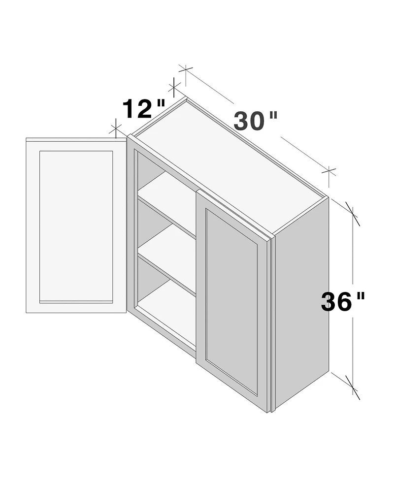 Boyel Living W30" Dove Wall Cabinet with Full Overlay Hdf Door for Custom Kitchen or Bathroom
