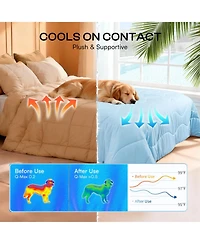 Aronkl Cat Dog Blanket Washable Q-max>0.5 Self-cooling Soft Breathable Calming Pet Mat for Sofa Crate Bed