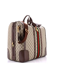 Pre-Owned Gucci Tall Savoy Web Convertible Duffle Bag Gg Coated Canvas