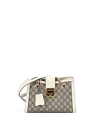 Pre-Owned Gucci Small Padlock Chain Tote Gg Coated Canvas with Leather