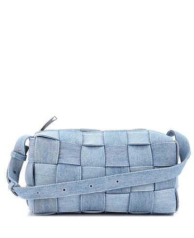 Pre-Owned Bottega Veneta Brick Cassette Shoulder Bag Maxi Intrecciato Denim