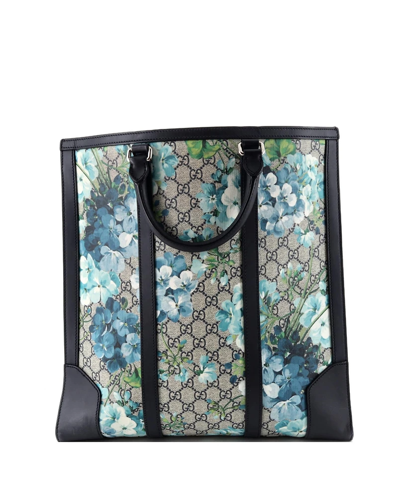 Pre-Owned Gucci Tall Convertible Tote Blooms Print Gg Coated Canvas