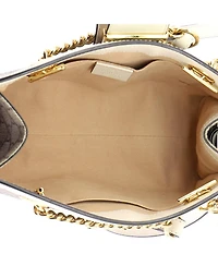 Pre-Owned Gucci Small Padlock Chain Tote Gg Coated Canvas with Leather