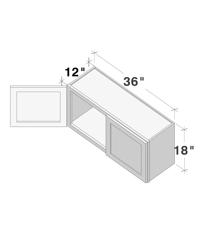Boyel Living W36" Dove Short Wall Cabinet with Full Overlay Door for Custom Kitchen or Bathroom