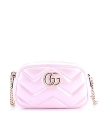 Pre-Owned Gucci Small Gg Marmont Shoulder Bag Chevron Iridescent Leather