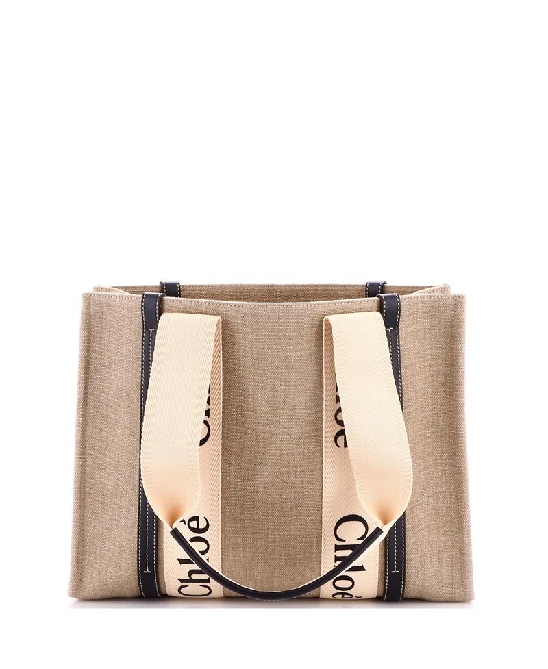 Pre-Owned Chloe Medium Woody Tote Canvas with Leather