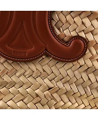 Pre-Owned Celine Large Triomphe Basket Shoulder Bag Raffia with Leather