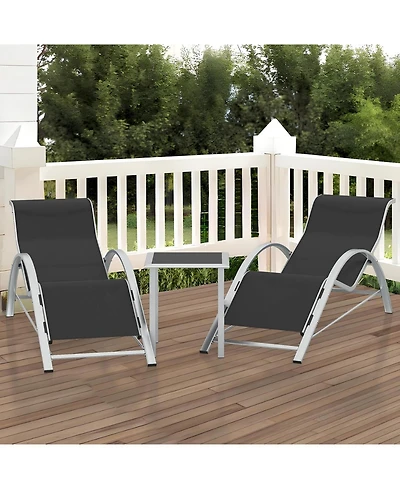 gaomon Outdoor Patio Chaise Lounge Set of Pool Lounge Chairs with Arm & Side Table, Beach Sunbathing Lawn Aluminum Chairs