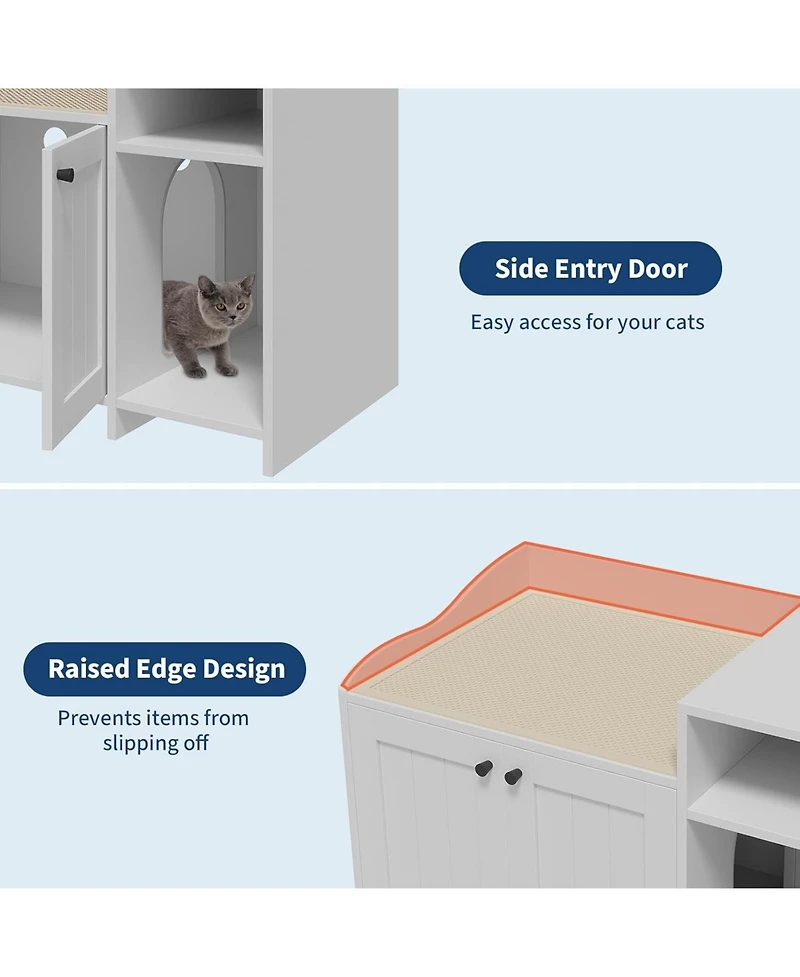gaomon Wooden Cat Litter Box Enclosure with Storage Shelf & Barn Door, Hidden Indoor House End Table