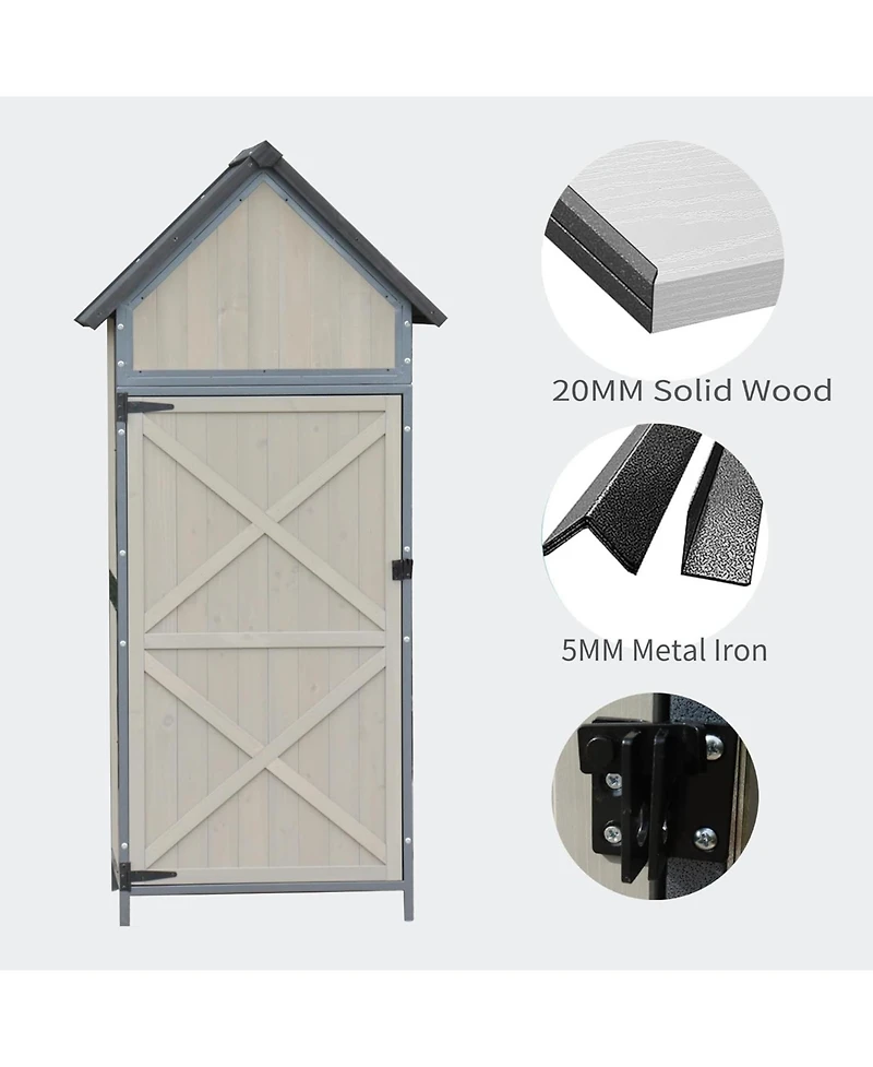 gaomon Outdoor Sheds Storage, Vertical Storage Sheds, Wooden Sheds with Metal Frame, Large Capacity Storage, Box for Backyard Garden