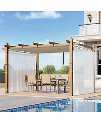 gaomon 10x13 Ft Retractable Outdoor Pergola with Canopy and Side Mesh, Upgraded Wood-Grain Aluminum Pergola, Modern Pavilion for Backyard, Patio