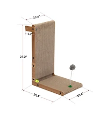 Zeus & Ruta Indoor Cat Scratching Board with Corrugated Cover, Bell, and Interactive Toy