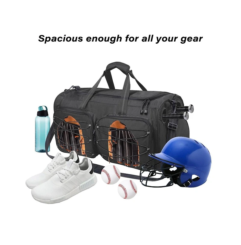 Hikeen Unisex Large Capacity Baseball Duffle Bag with Shoe Compartment