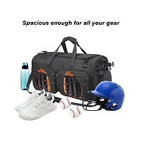 Hikeen Unisex Large Capacity Baseball Duffle Bag with Shoe Compartment