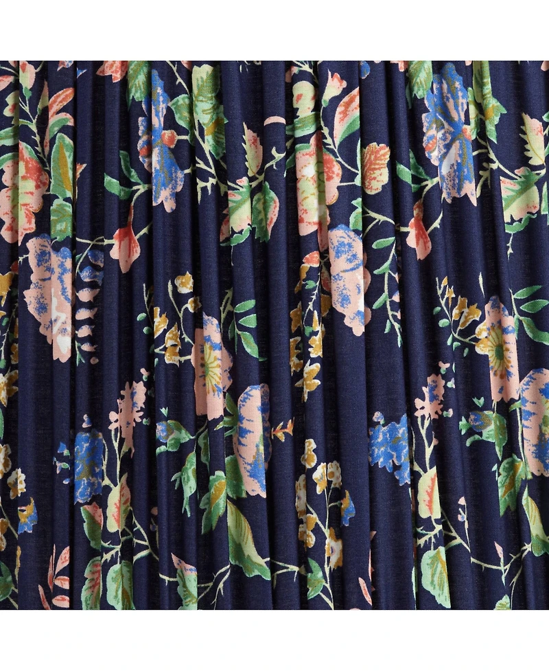 Springcrest Sally 13" Top x 15" Bottom x 12" High x 12" Slant Print Lamp Shade Replacement Pleated Rose Floral Spider Harp Finial