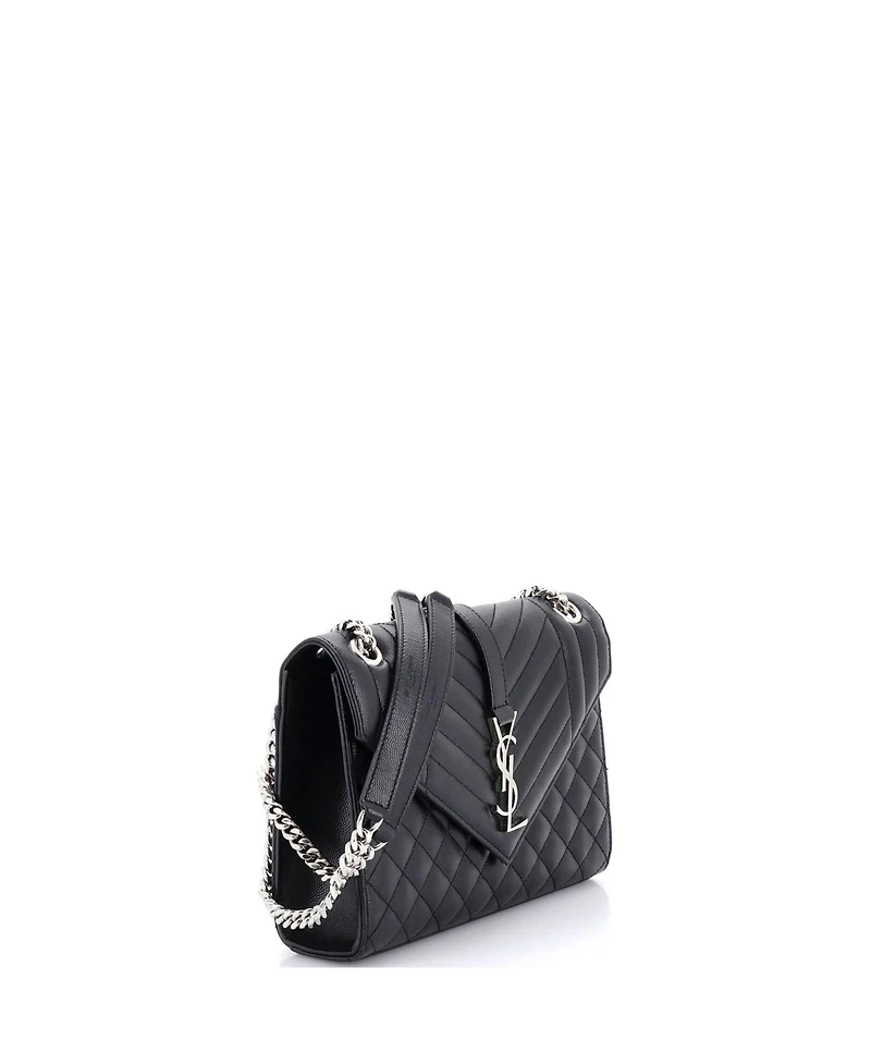 Pre-Owned Saint Laurent Medium Classic Monogram Envelope Satchel Mixed Matelasse Leather