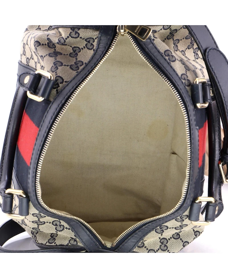 Pre-Owned Gucci Medium Vintage Web Boston Bag Gg Canvas