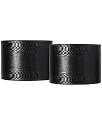 Springcrest Set of 2 Drum Print Lamp Shades Medium 15" Top x 15" Bottom x 11" Slant Spider Replacement Harp Finial Fitting