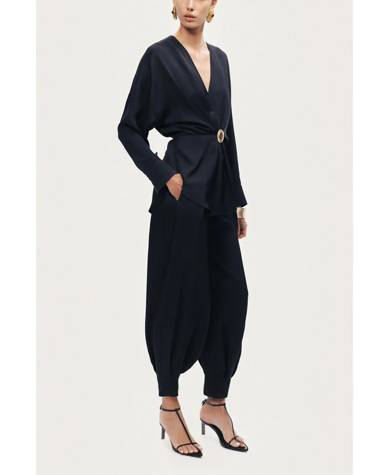 Nocturne Women's Draped Buckle-Detail Shirt