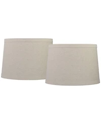 Springcrest Set of 2 Drum Lamp Shades Burlap Medium High Spider with Replacement Harp and Finial Fitting
