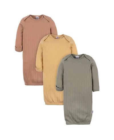 Gerber Baby Neutral 3-Pack Lap Shoulder Gowns