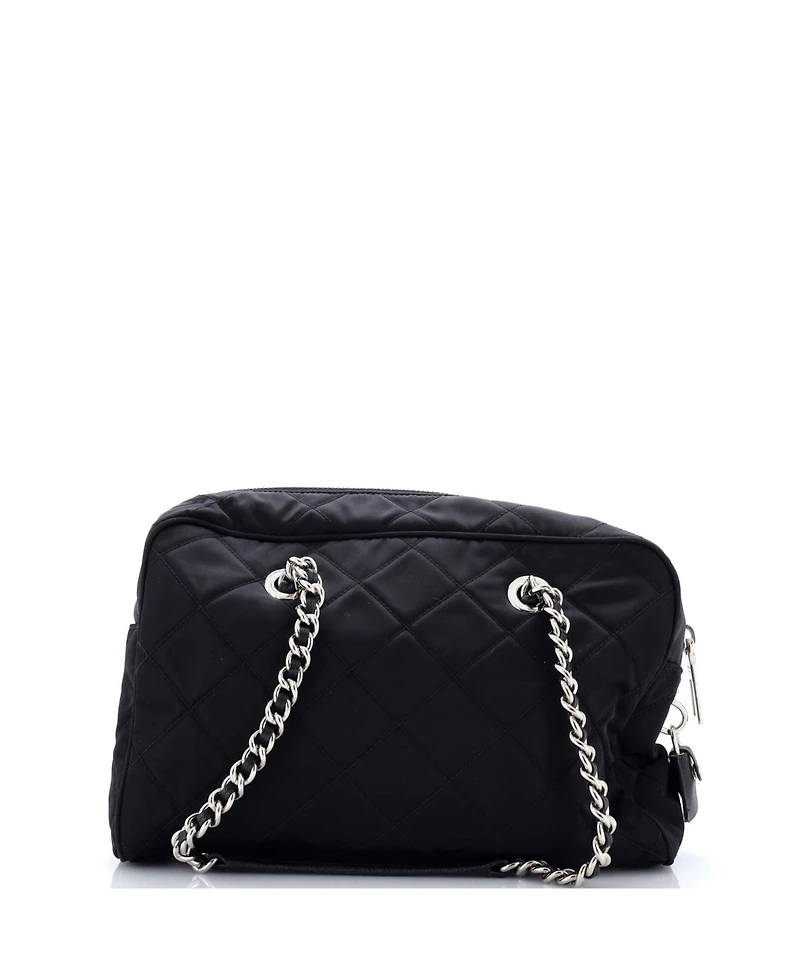 Pre-Owned Prada Medium Chain Shoulder Bag Quilted Tessuto