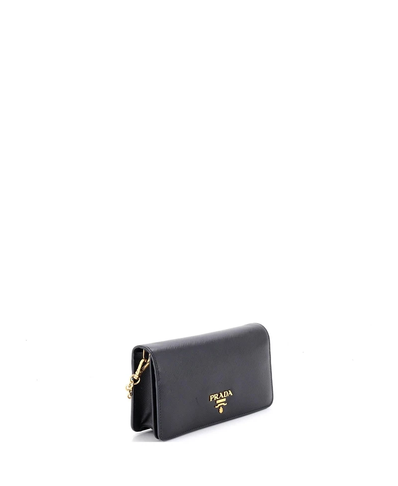 Pre-Owned Prada Mini Wristlet Wallet on Chain Saffiano Leather