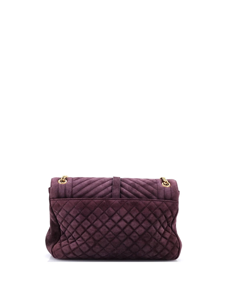 Pre-Owned Saint Laurent Large Classic Monogram Slouchy Envelope Satchel Quilted Suede