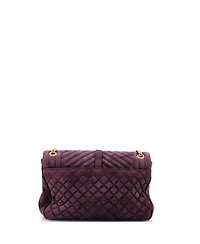 Pre-Owned Saint Laurent Large Classic Monogram Slouchy Envelope Satchel Quilted Suede