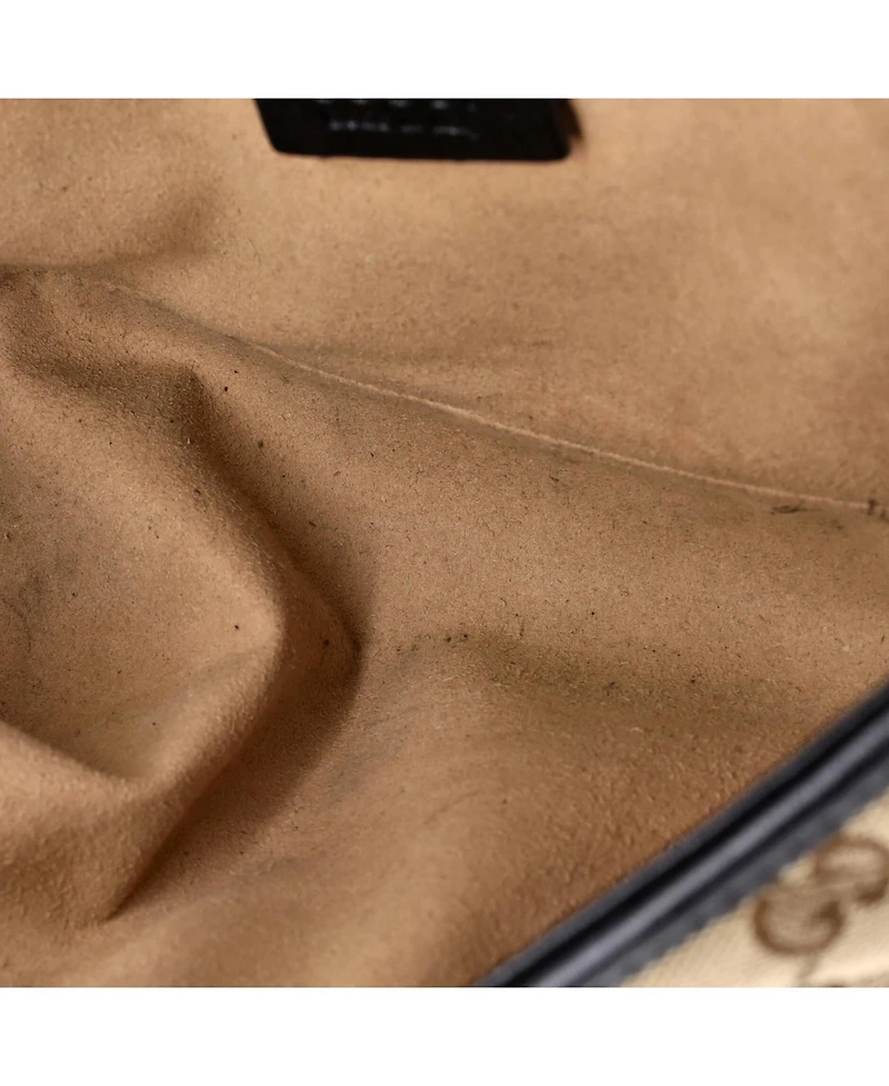 Pre-Owned Gucci Small Gg Marmont Flap Bag Diagonal Quilted Gg Canvas with Leather