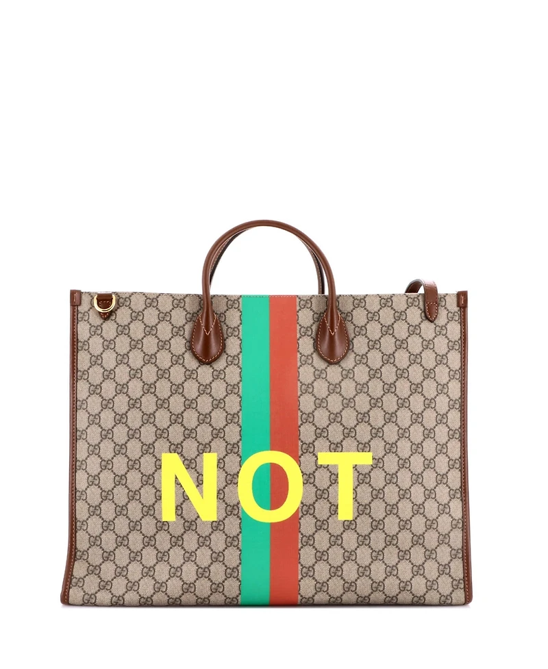 Pre-Owned Gucci Large Fake/Not Convertible Open Tote Printed Gg Coated Canvas