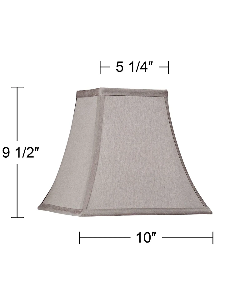 Springcrest Pewter Small Square Lamp Shade 5.25" Top 10" Bottom 9.5" High (Spider) Replacement with Harp and Finial