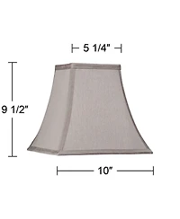 Springcrest Pewter Small Square Lamp Shade 5.25" Top 10" Bottom 9.5" High (Spider) Replacement with Harp and Finial