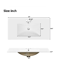 Sillysis 36" Retro Bathroom Vanity with Ceramic Sink, Solid Wood Frame and Soft Close Doors, Spacious Storage Cabinet for Modern Bathrooms.