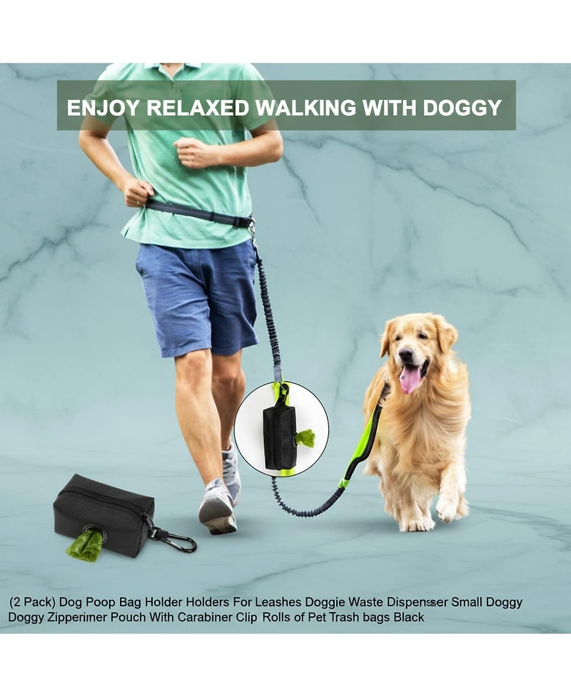 Aronkl 2 Pack Dog Poop Bag Holder Leash Dispenser 4 Rolls 80 Bags 600D Oxford