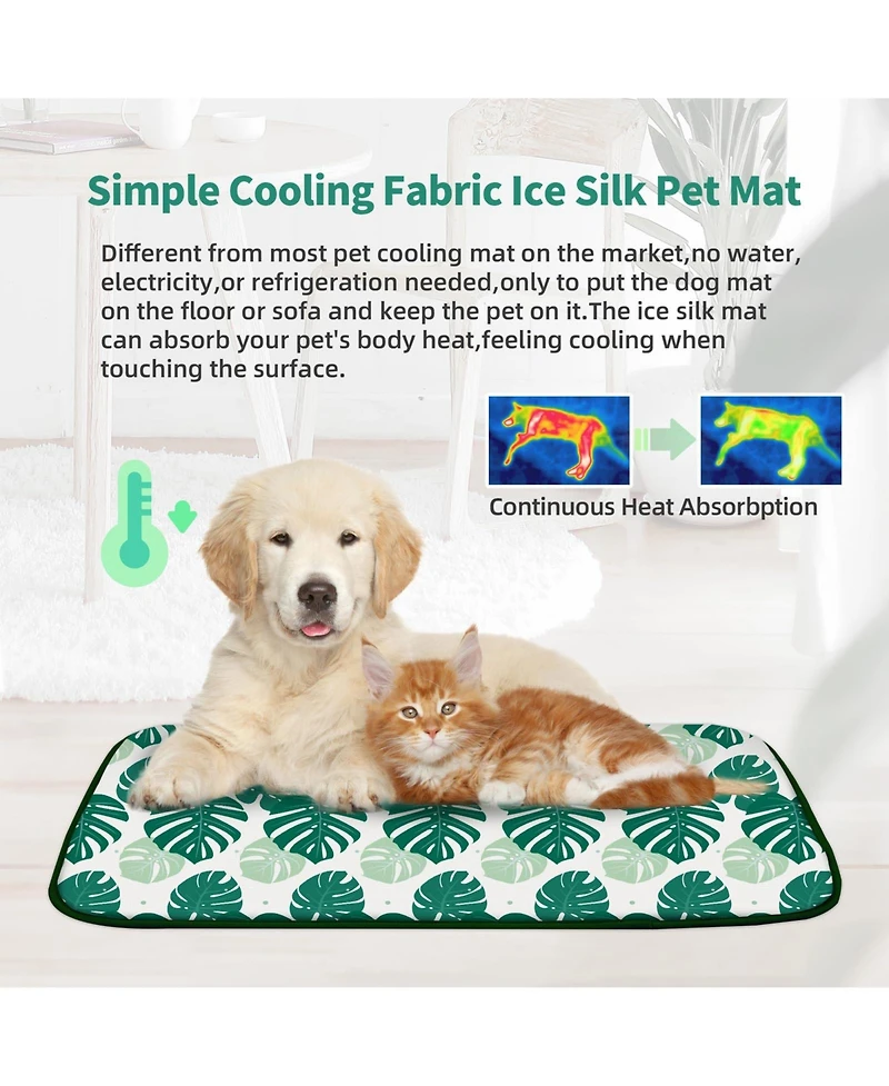 Aronkl Pack Of 4 Pet Mat Upgrade Ice Silk Qmax>0.345 Washable Portable For Dogs Cats Summer