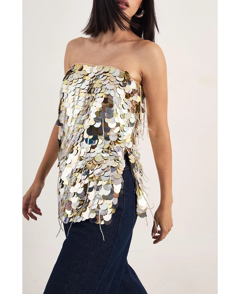 Nasty Gal Women's Disc Tassel Bandeau Top