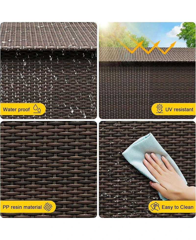 gaomon Gallon Outdoor Storage Box with Wheels - Large Wicker Rattan Deck for Patio Cushions, Garden Tools