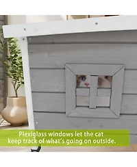 Zeus & Ruta Waterproof Cat House Outdoor Indoor Feral Kitty Shelter with Asphalt Roof for Small Pets