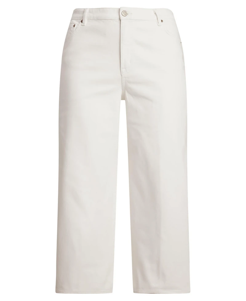 Lauren Ralph Plus High-Rise Wide-Leg Cropped Jeans