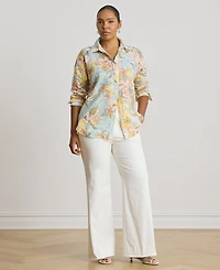 Lauren Ralph Plus Relaxed-Fit Floral Linen Shirt