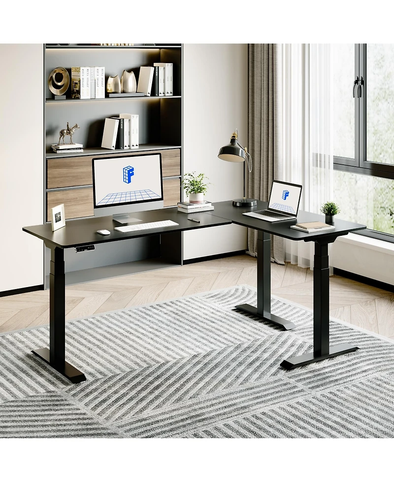 FlexiSpot 76"W L-Shaped Electric Height Adjustable Standing Desk